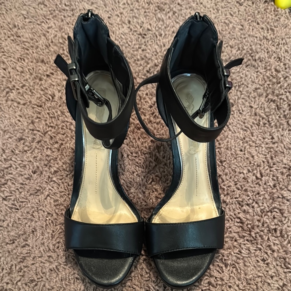 Gianni Bini Black Heeled Sandals with Ankle Strap